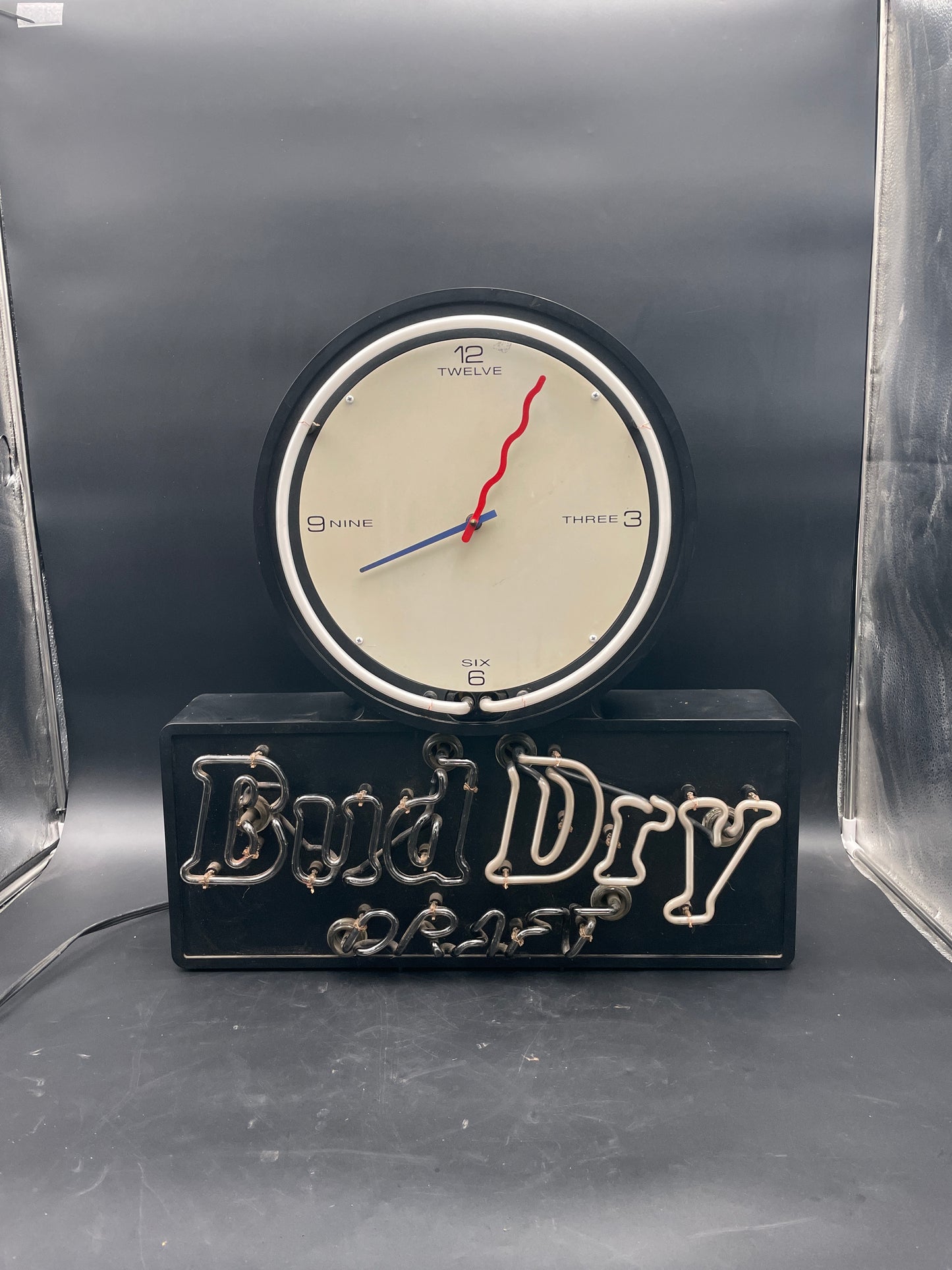 Bud Dry Draft Clock Neon Sign