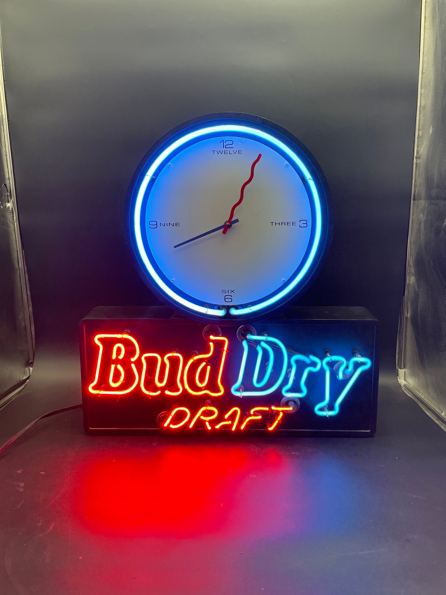 Bud Dry Draft Clock Neon Sign