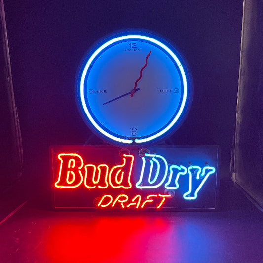Bud Dry Draft Clock Neon Sign