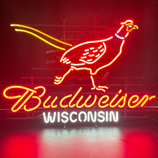 Budweiser Pheasant Wisconsin Neon Sign