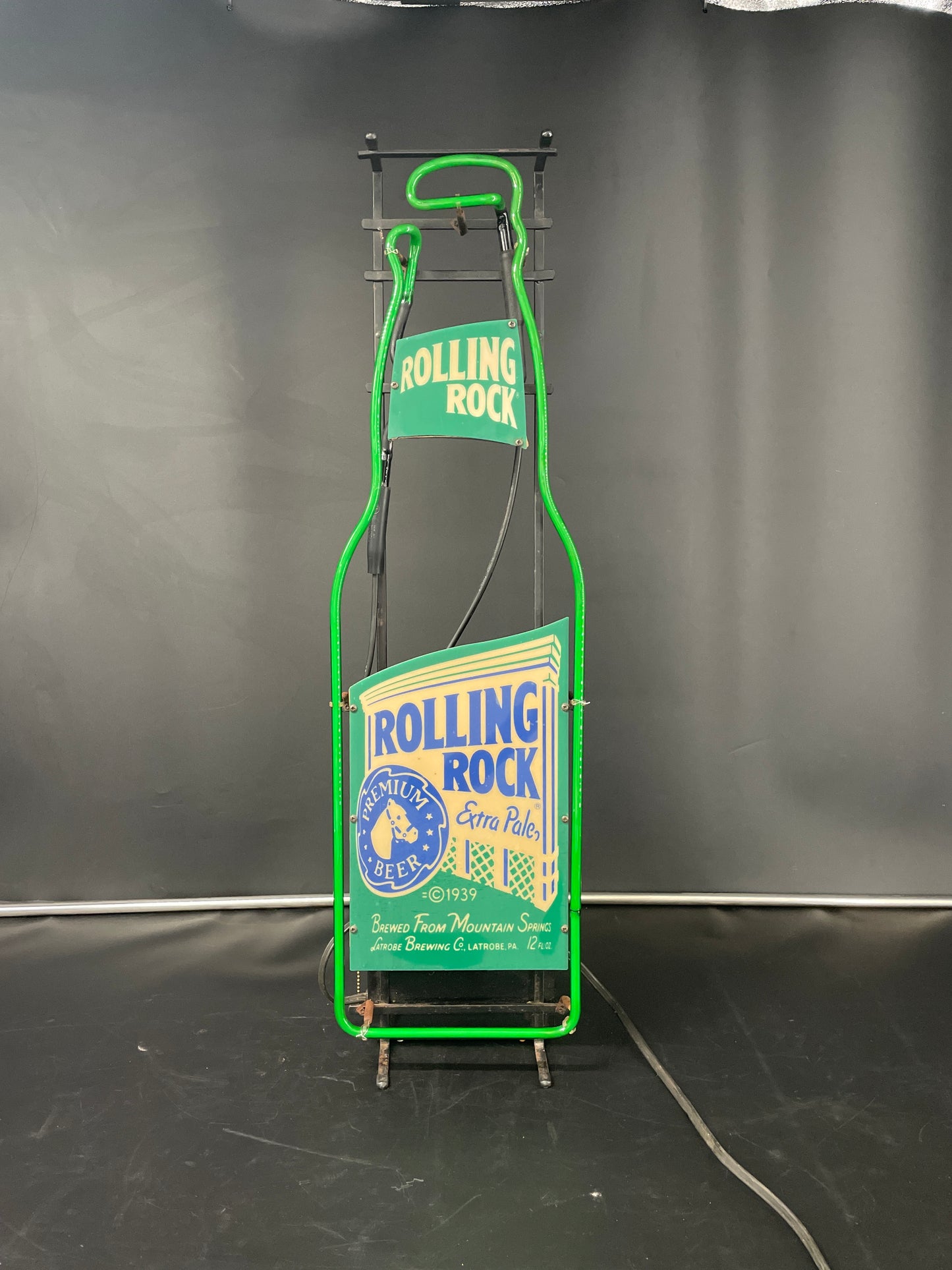 Vintage Rolling Rock Bottle Neon Sign