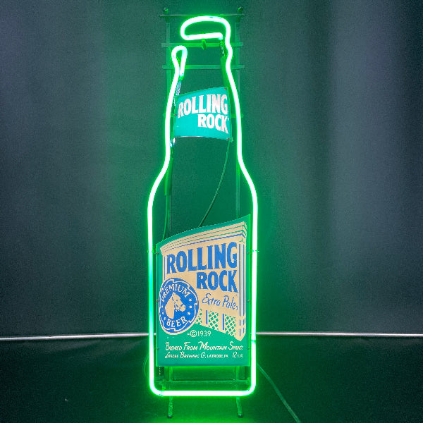 Vintage Rolling Rock Bottle Neon Sign