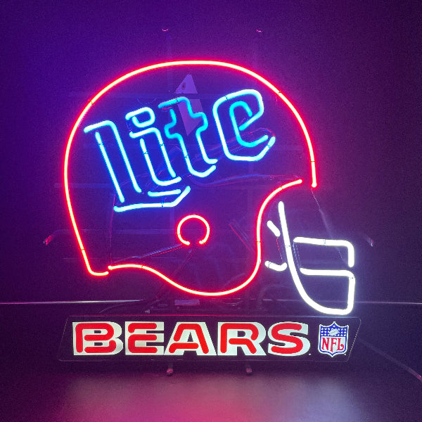 Miller Lite Chicago Bears Helmet Neon Sign