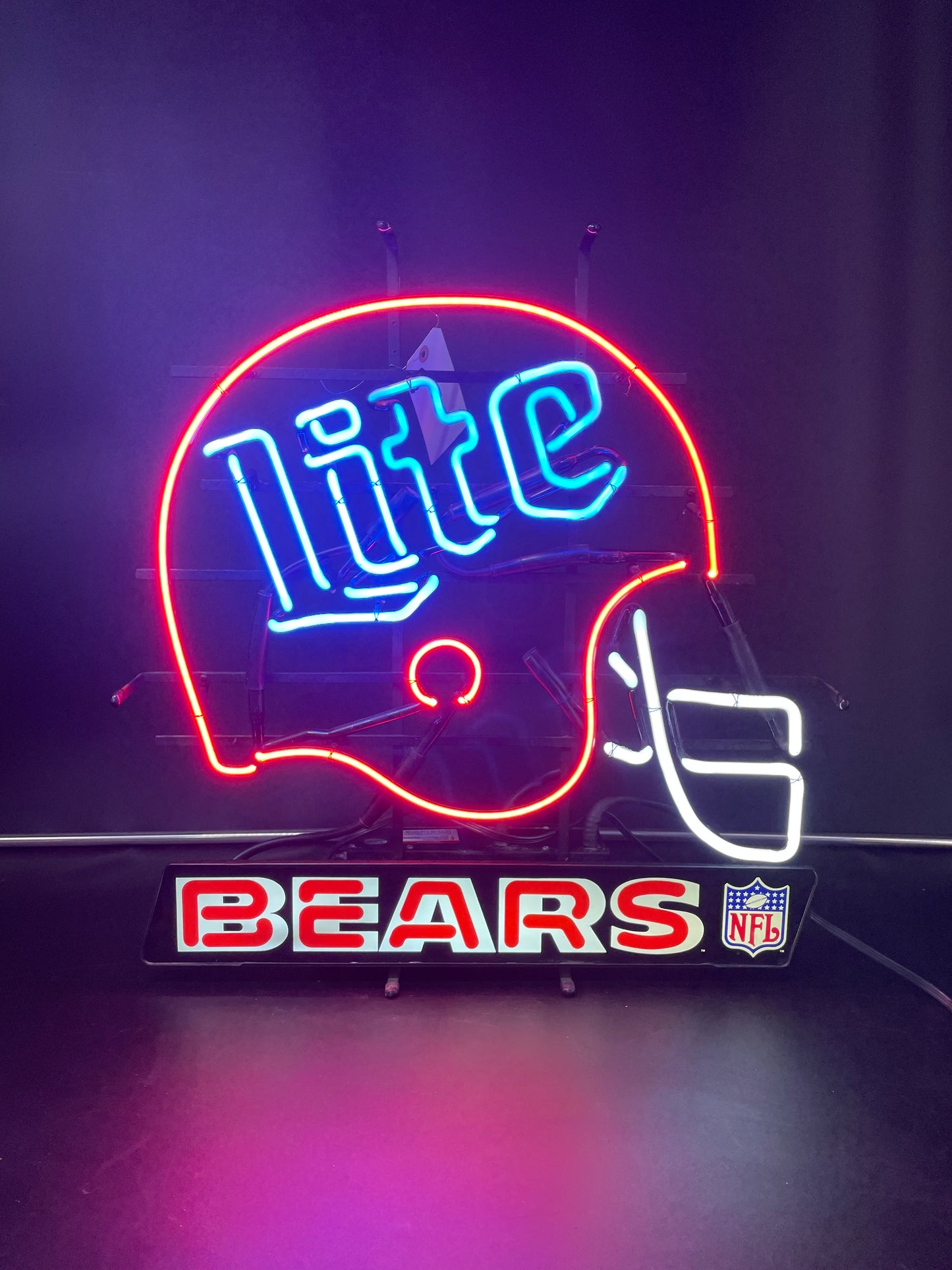 Miller Lite Chicago Bears Helmet Neon Sign