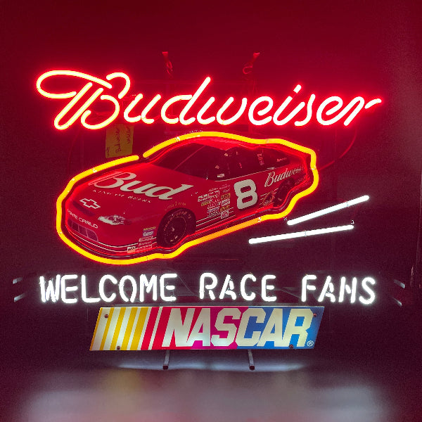 Budweiser Dale Jr. NASCAR Welcome Race Fans Neon Sign
