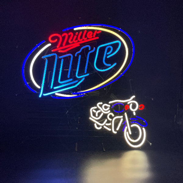 Miller Lite Motorcycle Neon Sign