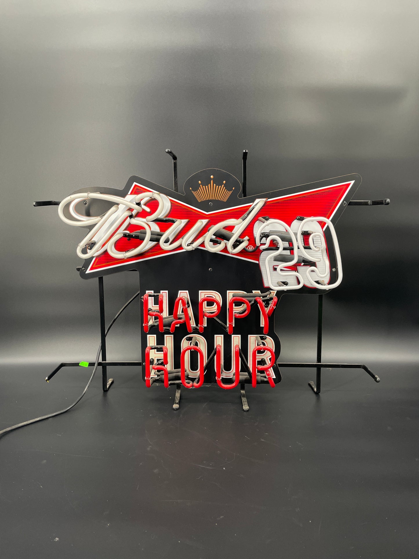 Budweiser #29 Happy Hour Neon Sign
