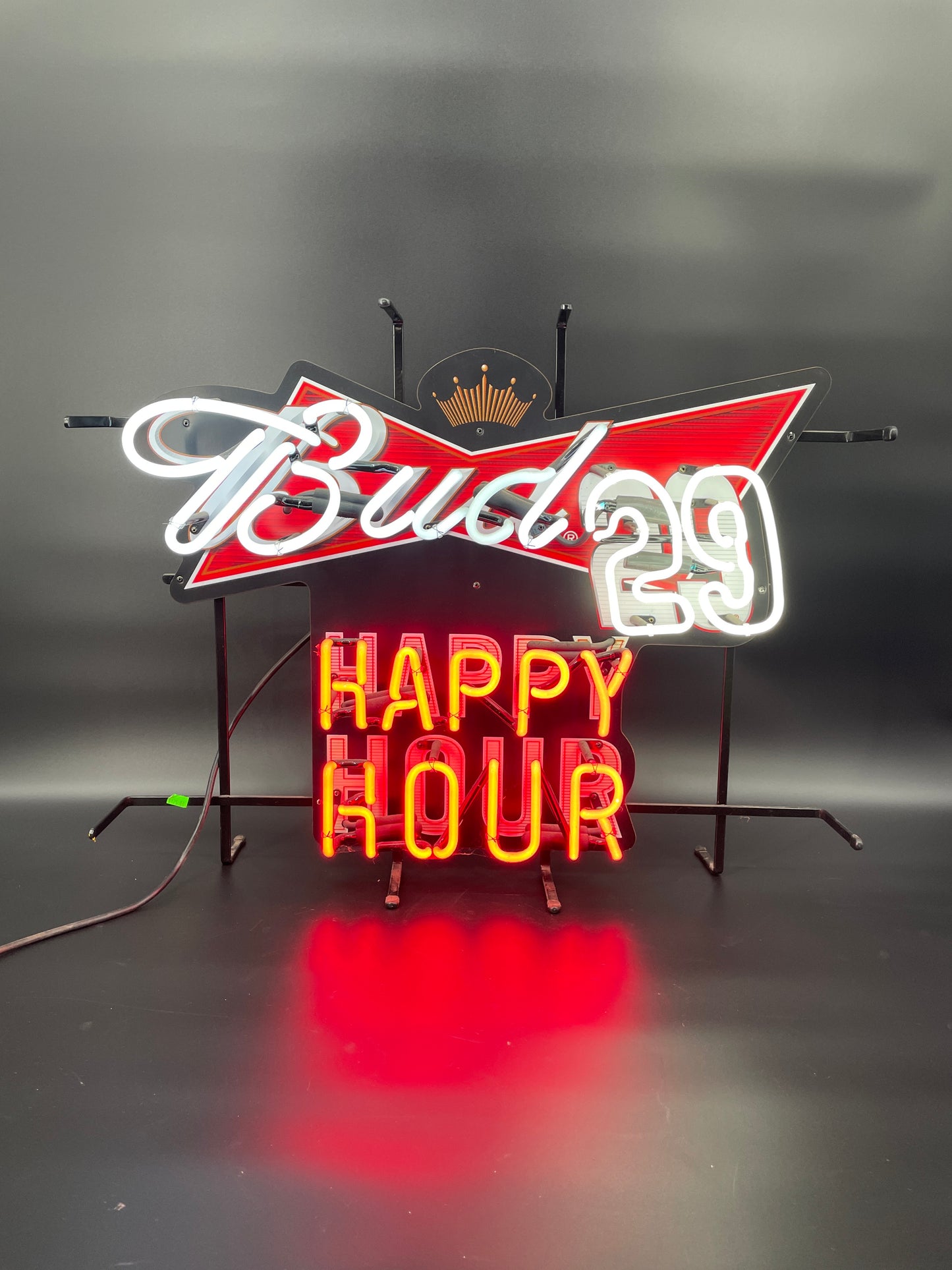 Budweiser #29 Happy Hour Neon Sign