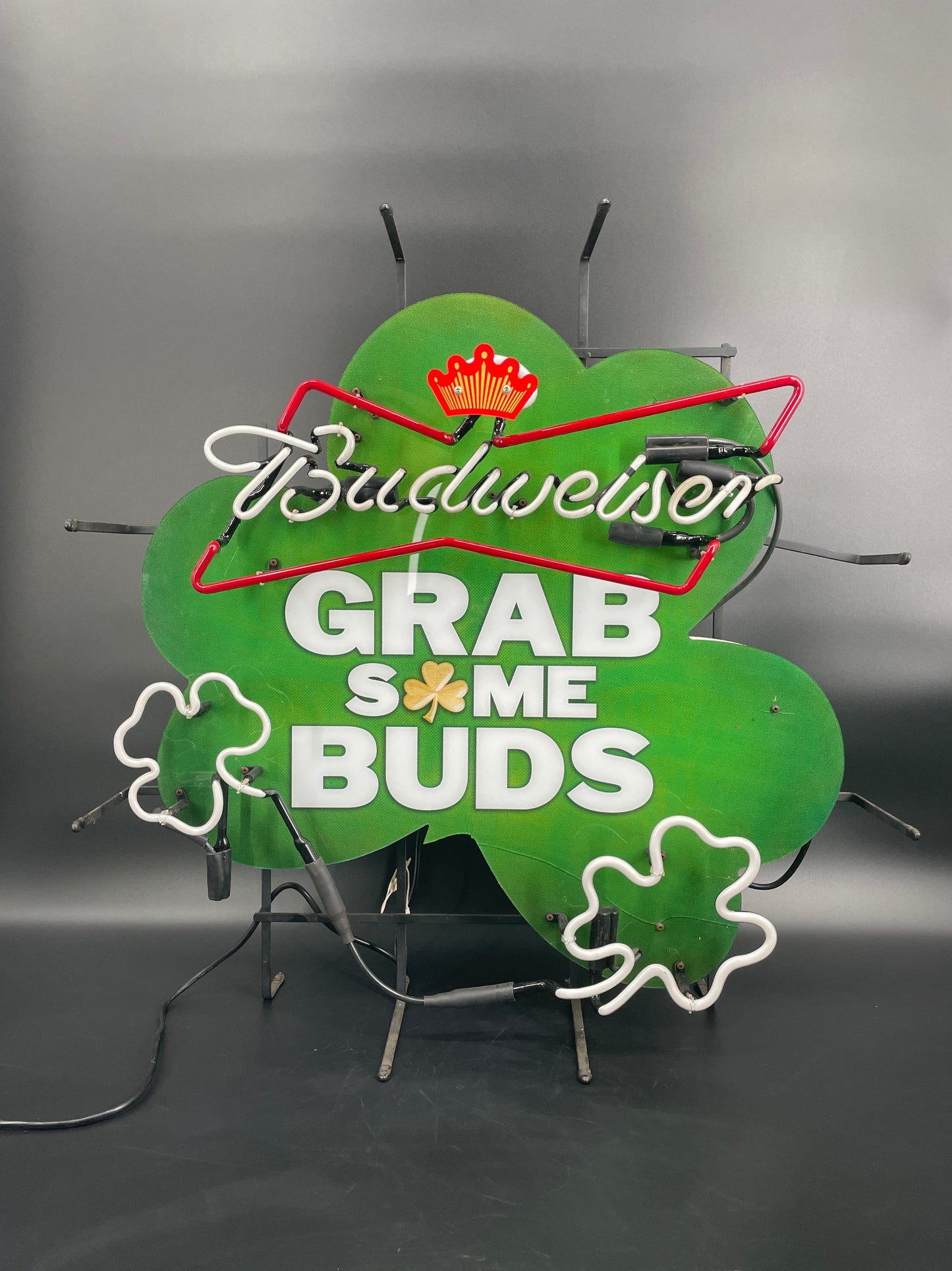 Budweiser Grab Some Buds Shamrock Neon Sign