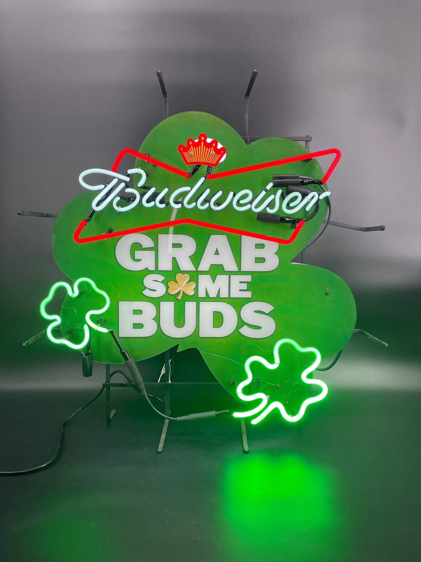Budweiser Grab Some Buds Shamrock Neon Sign