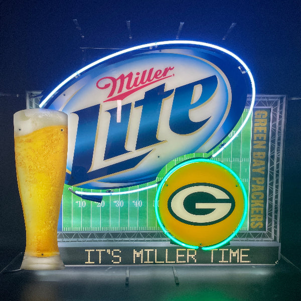 Green Bay Packers Miller Lite Neon Sign