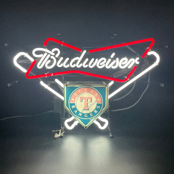 Texas Rangers Baseball Budweiser Neon Sign