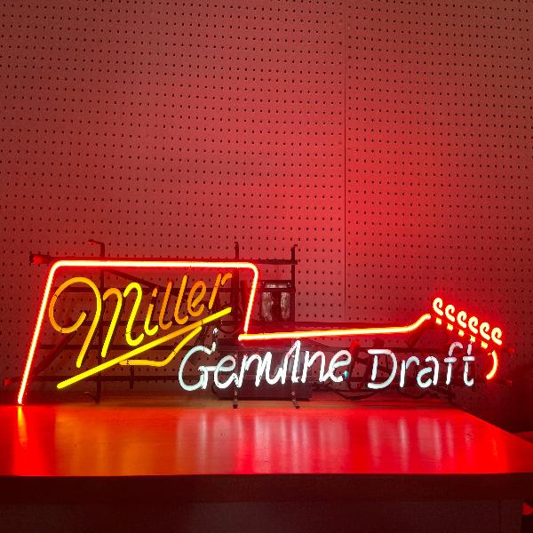 Miller Script Yellow Genuine Draft Guitar Neon Sign Replacement Tube