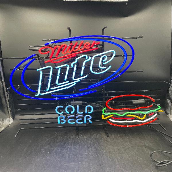 Miller Lite Burger Cold Beer Neon