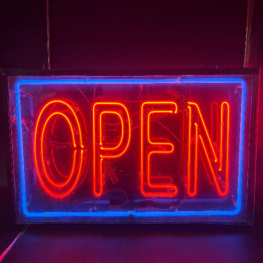 Vintage Neon Double-Sided Hanging “OPEN” Sign