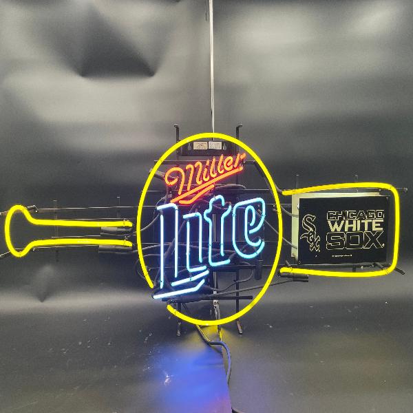 Miller Lite Chicago White Sox Bat Neon Sign