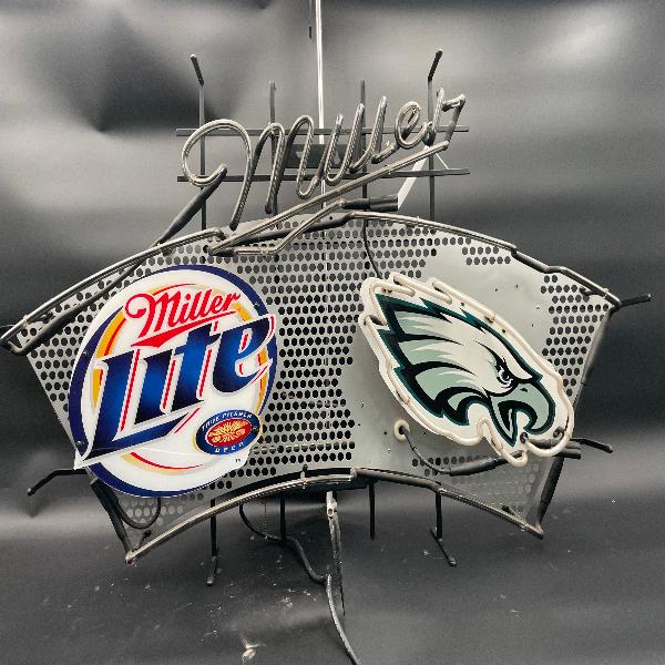 Large Miller Lite Philadelphia Eagles Neon Sign